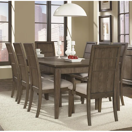Nine-Piece Rectangular Extension Table and Wood Back Chair Dining Set